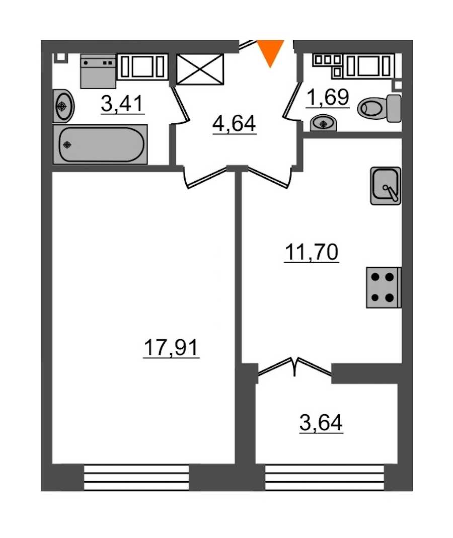 Однокомнатная квартира в : площадь 39.35 м2 , этаж: 3 – купить в Санкт-Петербурге